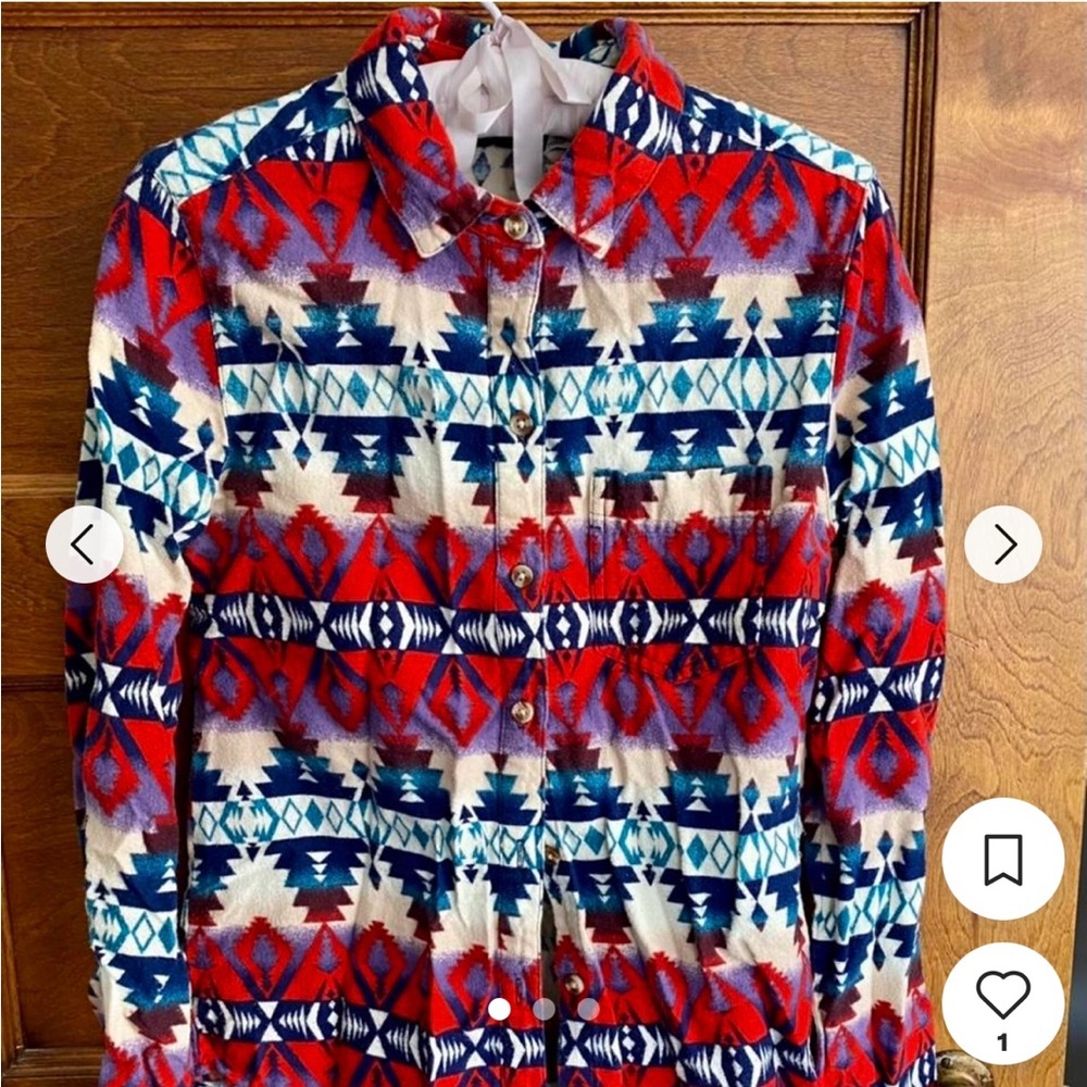 BDG Red and Blue Patterned Shirt